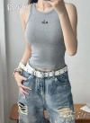 A new early autumn letter-embroidered I-shaped back sporty and casual yoga top with a chest cushion and high collar to prevent exposure Specification image